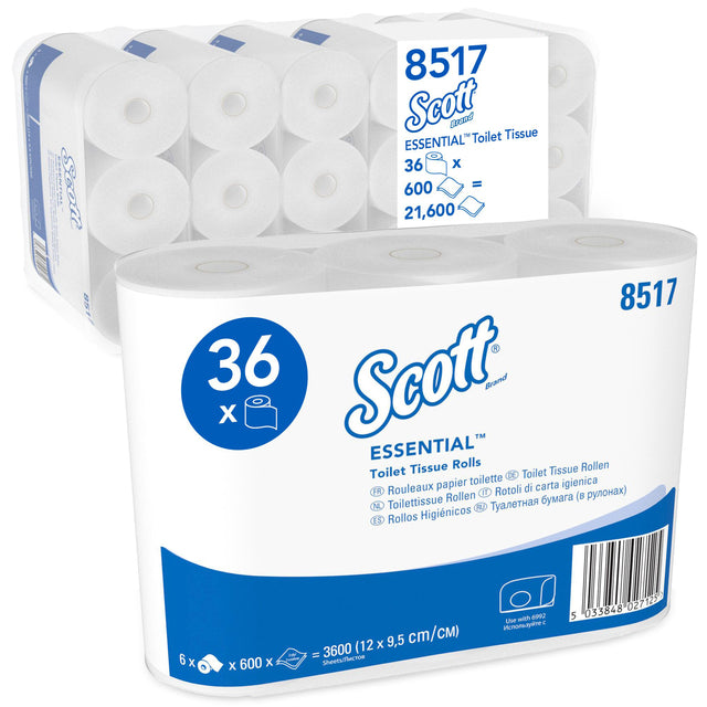Scott - Papier toilette essentiel 2 couches 600 feuilles blanc