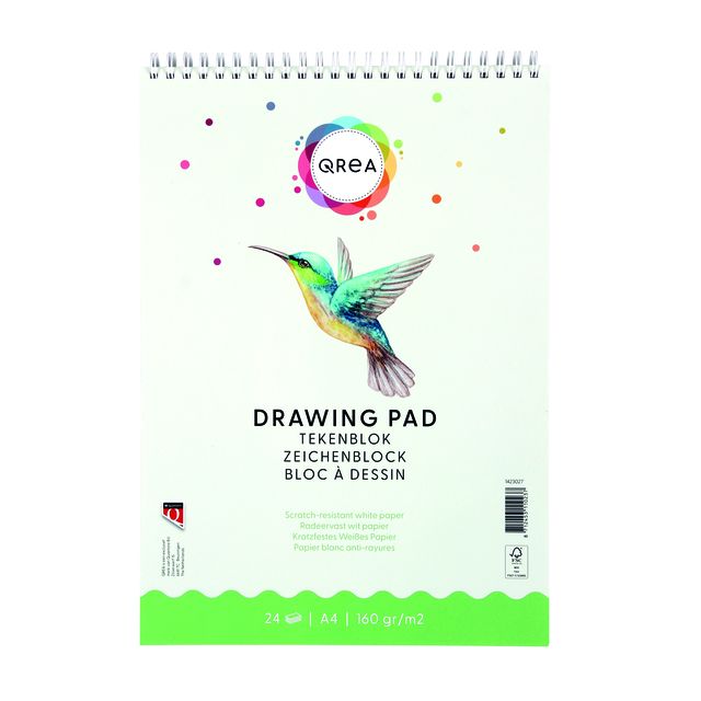 Qrea - Bloc à dessin A4 24 feuilles 160gr spirale