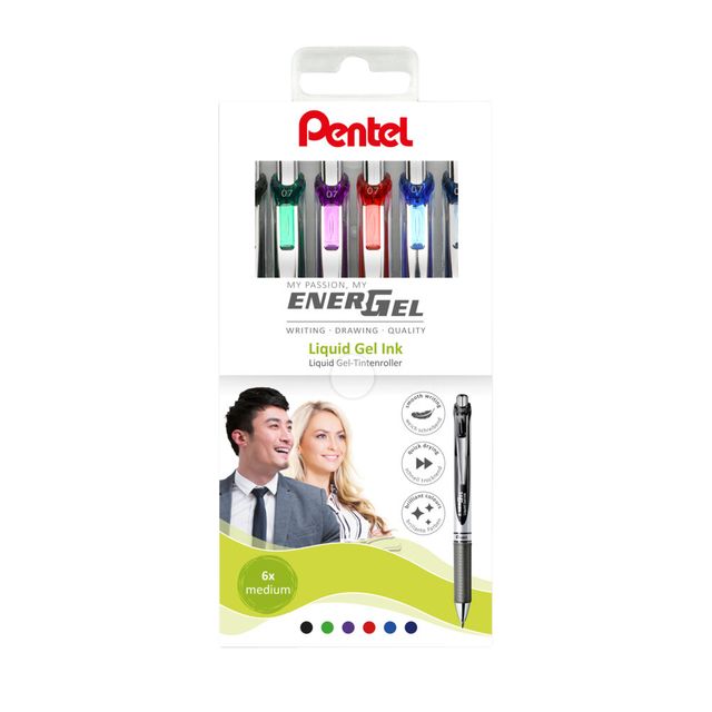 Pentel - Gelschreiber BL77 Energel Medium sortiert 6 Stück