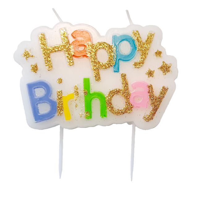 Haza - Kaarsje 'happy birthday' 10.5cm | 5 stuks