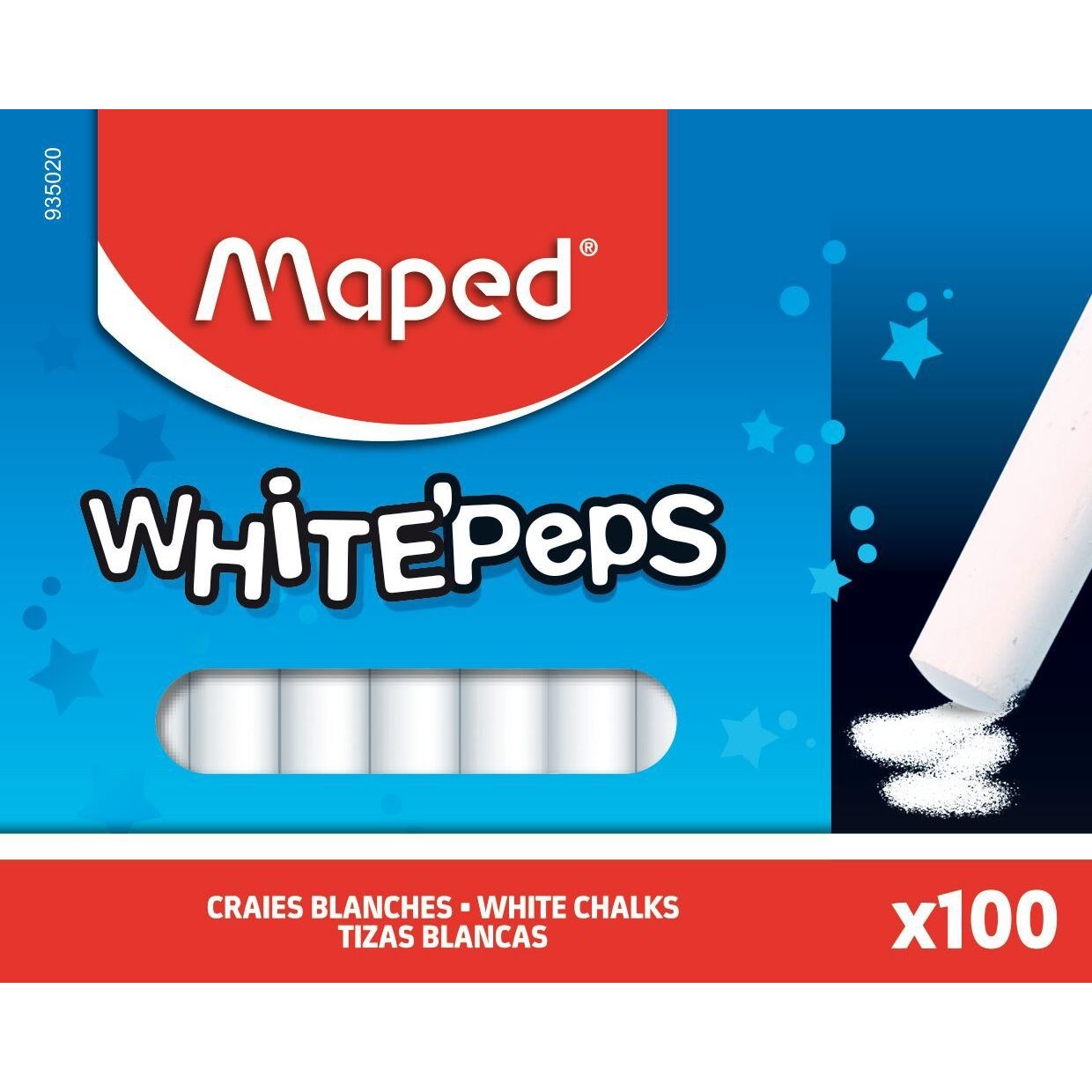 Maped - Craie pour tableau White'Peps boîte de 100 pièces blanche
