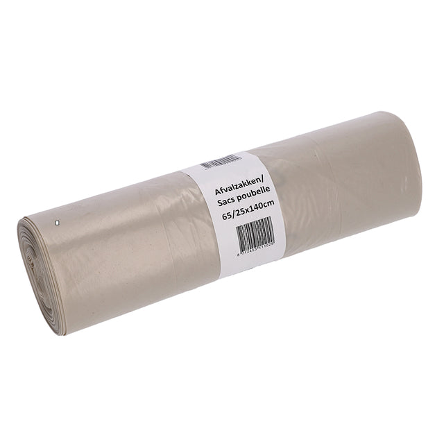 Cleaninq - Afvalzak 65/25x140cm LDPE recycled T70 240L transparant rol à 10 stuks