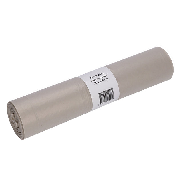 Cleaninq - Abfallbeutel 58x100cm LDPE recycelt T50 80L transparente Rolle mit 25 Stück