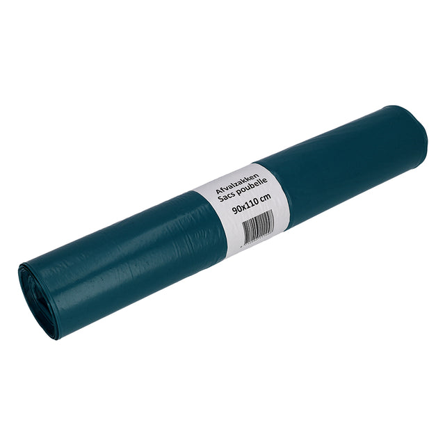 Cleaninq - Sac poubelle 90x110cm LDPE recyclé T60 160L bleu rouleau de 20 pièces