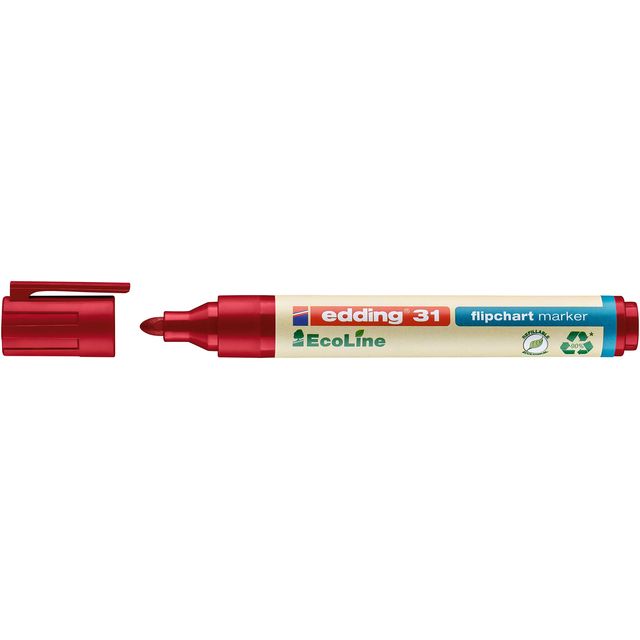 Edding EcoLine - Viltstift edding 31 EcoLine voor flipover rond 1.5-3mm rood | 10 stuks