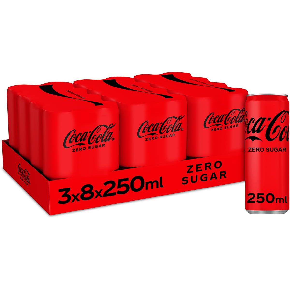 Coca Cola Company - Boisson gazeuse Coca-Cola Zero, canette élégante de 25 cl, paquet de 24