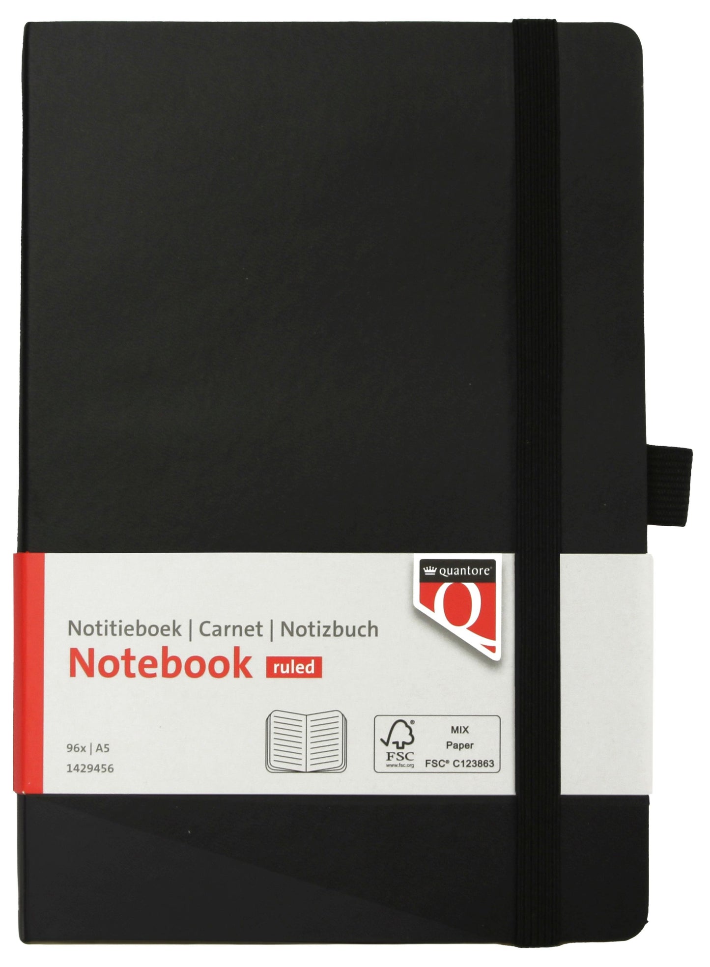 Quantore - Carnet A5 flex line 192 pages 80gr noir | 36 pièces