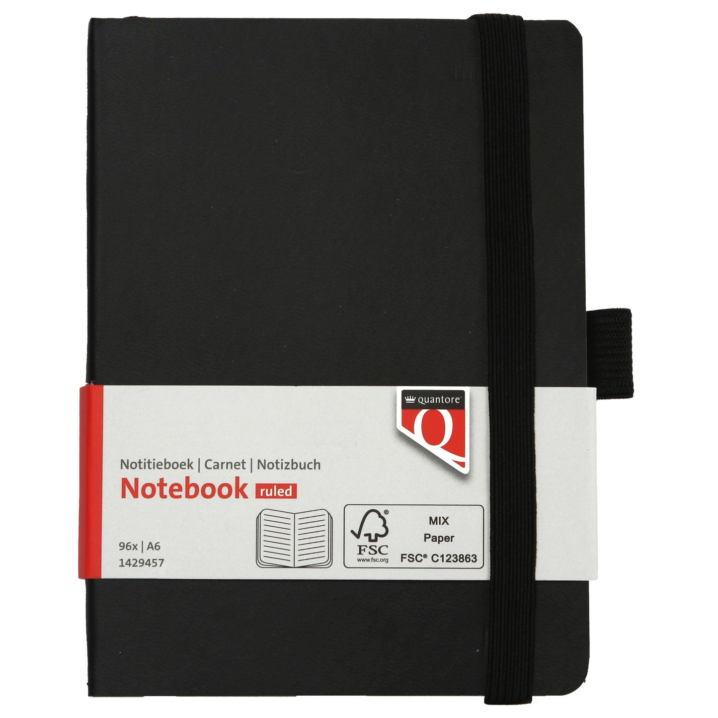 Quantore - Carnet A6 flex line 192 pages 80gr noir | 3 pièces