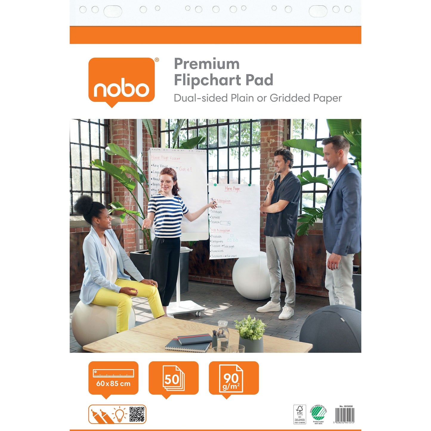 Nobo - Flipchart 60x85cm doppelseitig 50 Blatt | 2 Stk