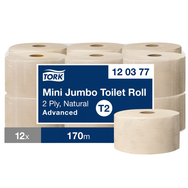 Tork - Toiletpapier T2 Advanced jumbo klein 2-laags 170m naturel 120377