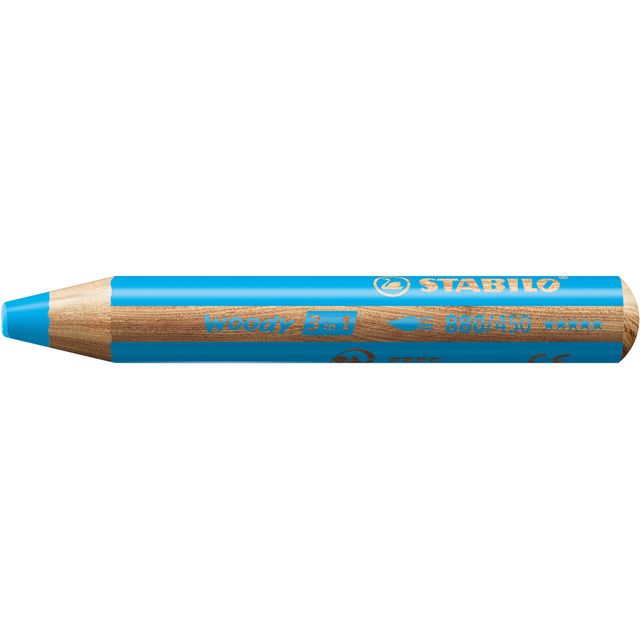 Stabilo - Crayons de couleur 880 woody 3 en 1 multi-talentueux bleu clair | 5 pièces
