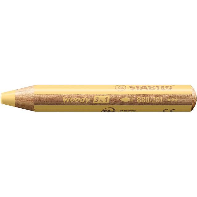 Stabilo - Crayons de couleur 880 woody 3 en 1 jaune pastel polyvalent | 5 pièces