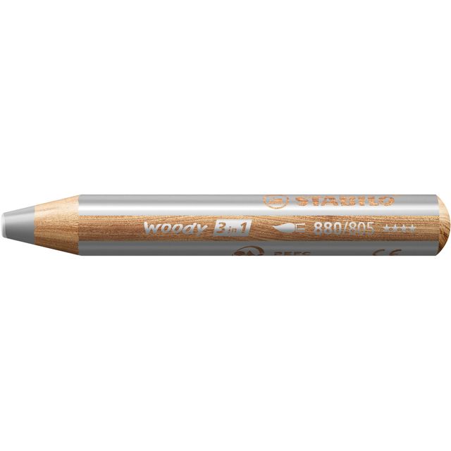 Stabilo - Buntstifte 880 woody 3 in 1 Multitalent Silber | 5 Stück