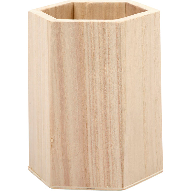 Creativ Company - Stiftebox Sechseck 10,5x8cm Sperrholz | 12 Stück