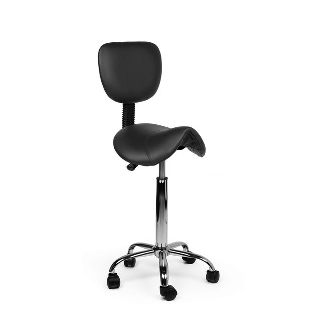 Office - Zadelkruk rugleuning medium harde wielen zw