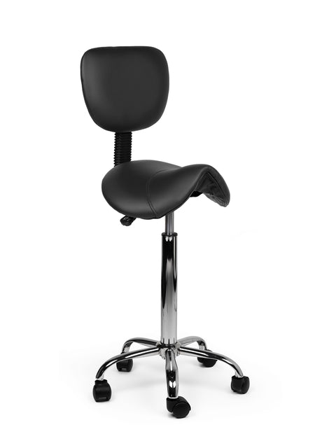 Büro - Sattelhocker, hohe Rückenlehne, harte Räder, schwarz