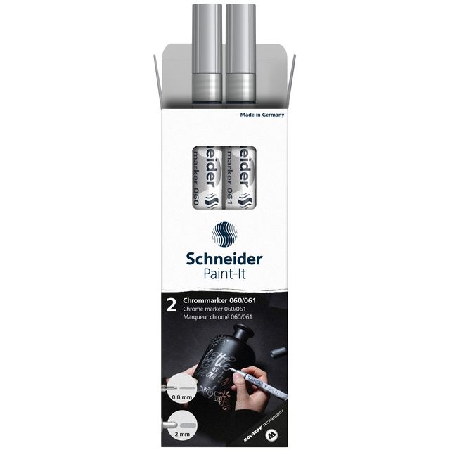 Schneider - Viltstift Paint-it 060 061 2.0mm en 0.8mm mtl chrome 2st