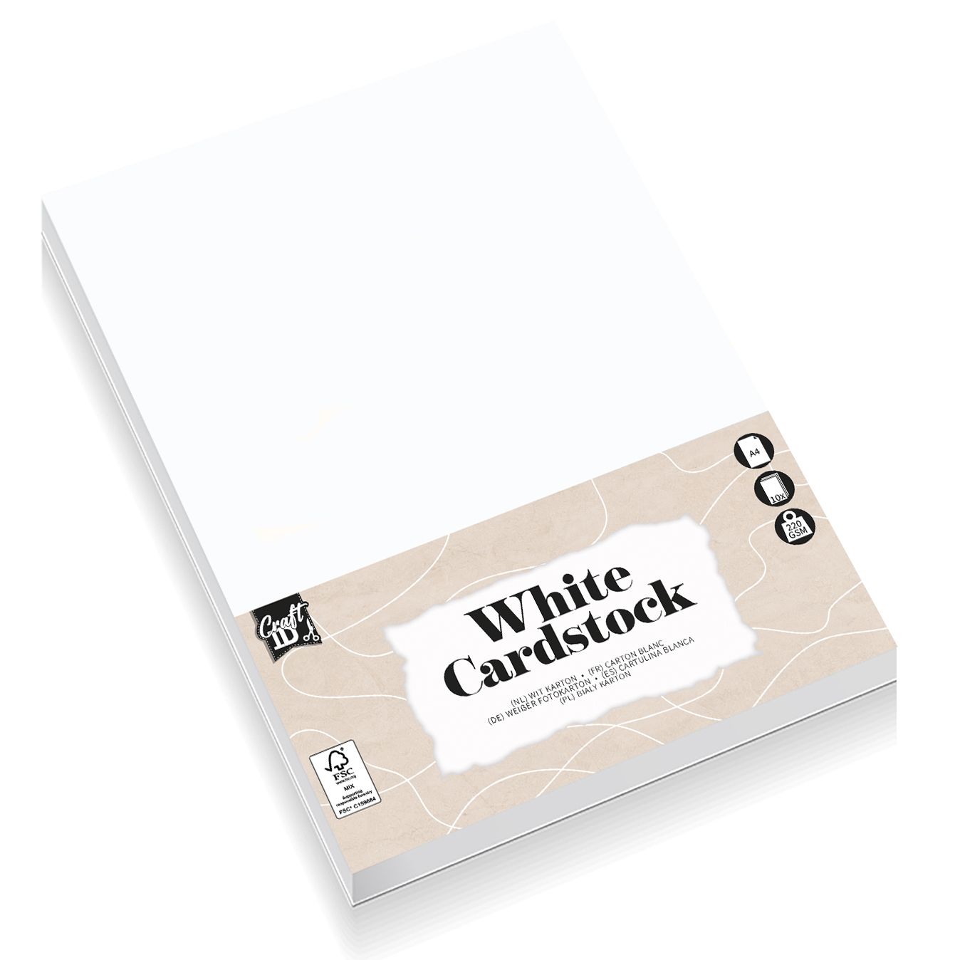 CraftID - Hobbykarton CarftID A4 220gr weiß 10 Blatt | 10 Stück