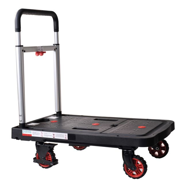 Pavo - Transportkar platform trolley inklapbaar 137kg zwart