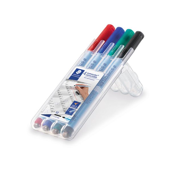 Staedtler - Viltstift Lumocolor 305 non permanent correctable M set à 4 stuks