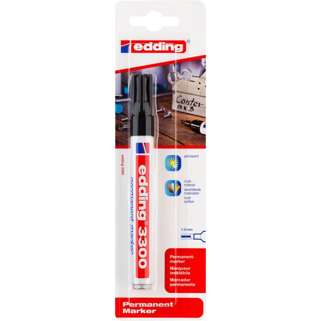 Edding - Viltstift 3300 schuin 1-5mm blist1 zwart | 10 stuks