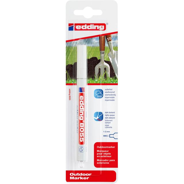 Edding - Viltstift 8055 outdoor 1-2mm wit blister à 1 stuk | 5 stuks