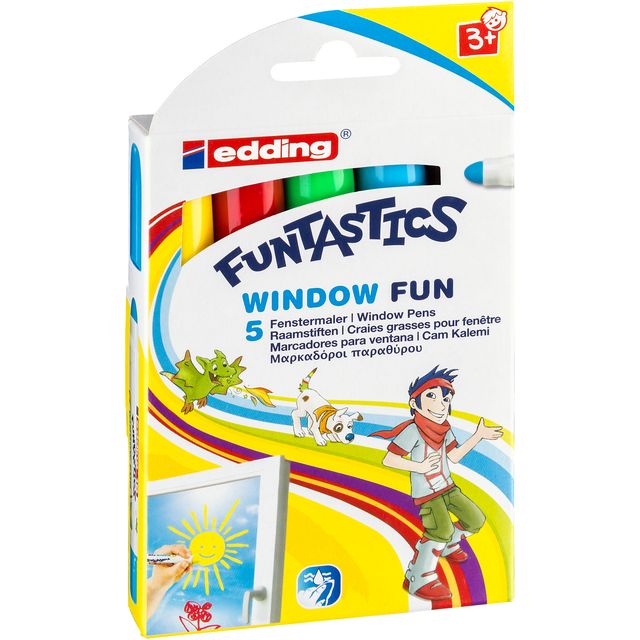 Edding - Krijtstift 16-5 Funtastics window fun assorti doos à 5 stuks