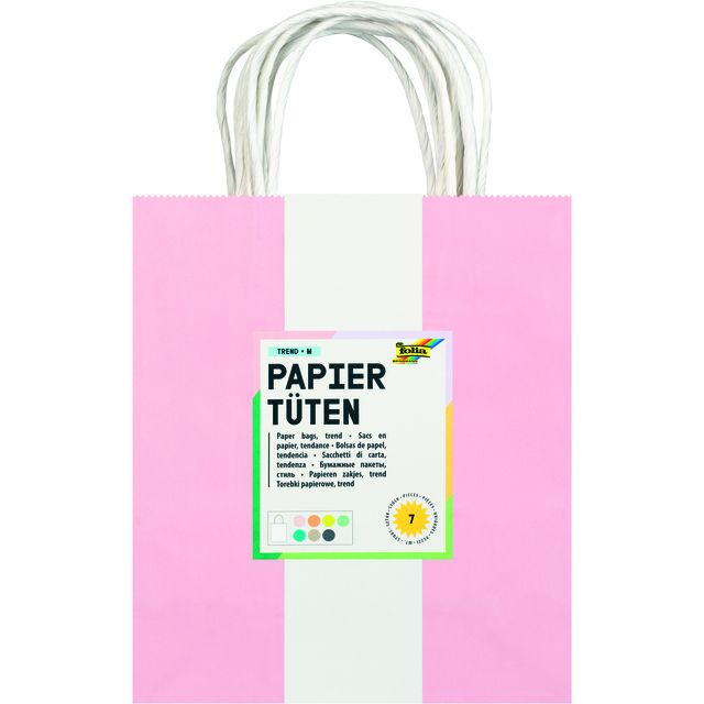 Folia Paper - Tasche mit Griff Folia Kraftpapier 110gr 18x21x8cm Set mit 7 Farben