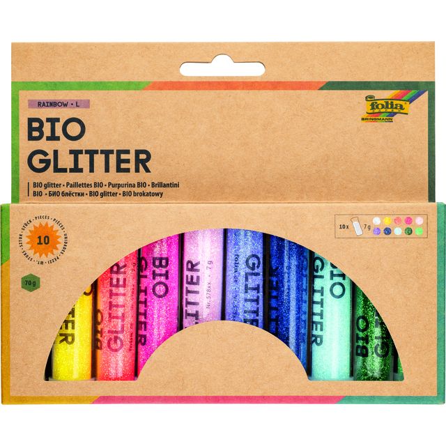 Folia Paper - Glitterpoeder bio folia rainbow 7gr 10 kleuren | 4 stuks