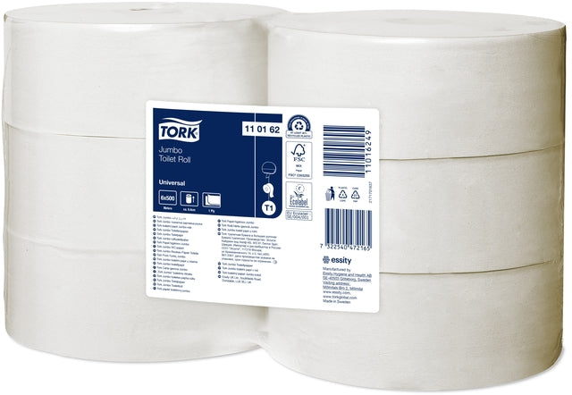 Tork - Papier toilette T1 Universel jumbo 1 couche 500m blanc 110162