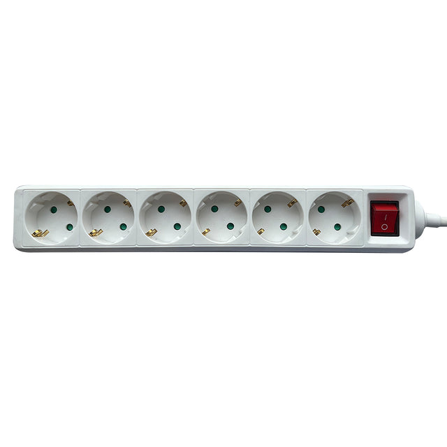 Brasq - Stekkerdoos 6 voudig 3 meter wit