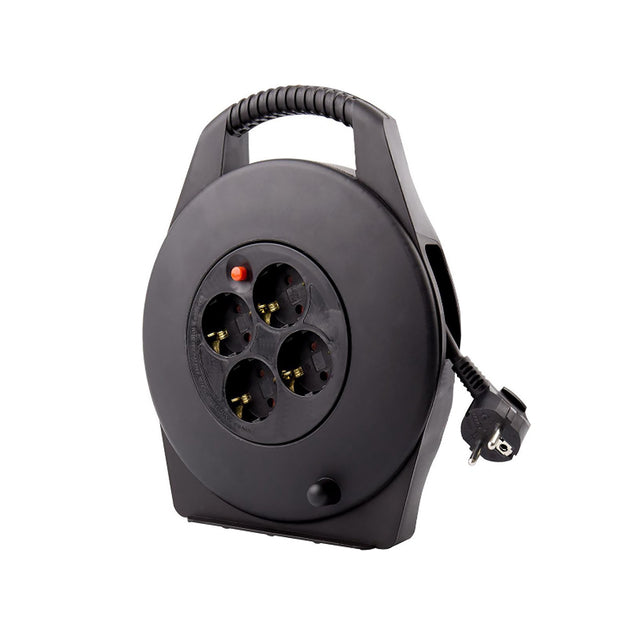 BRASQ - Enrouleur de câble 4x 10 mètres noir