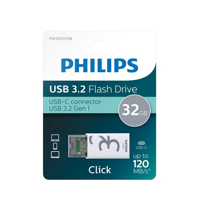 Philips - USB-Stick Click USB-C 32GB Shadow G