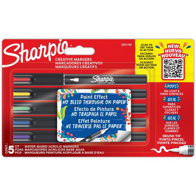 Sharpie - Creatieve marker ie brushpunt assorti blister à 5 stuks
