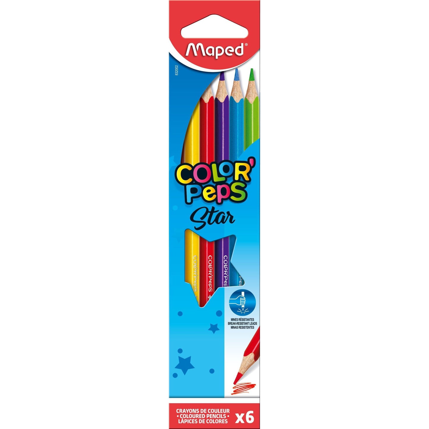 Maped - Crayon de couleur Color'Peps lot de 6 couleurs