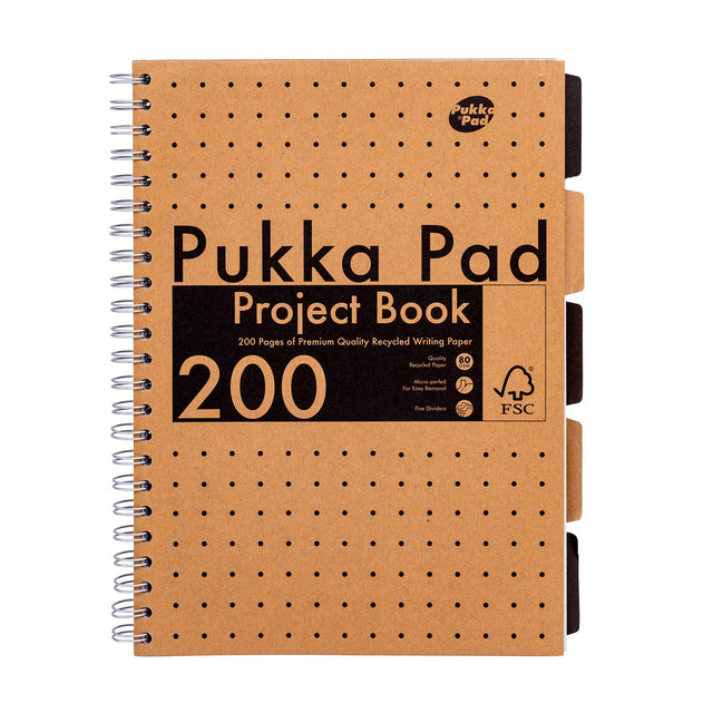 Pukka Pad - Carnet de projets Pad Kraft A4 ligne 5 onglets 200 pages 80gr