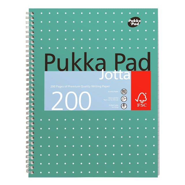 Pukka Pad - Bloc de cours Pad Jotta A4 ligne 4 trous 200 pages 80gr vert