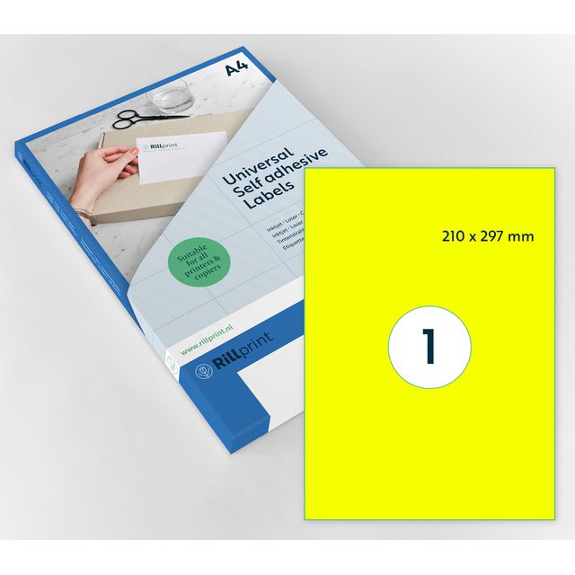 Rillprint - Etiket 210x297mm fluorgeel 100 etiketten