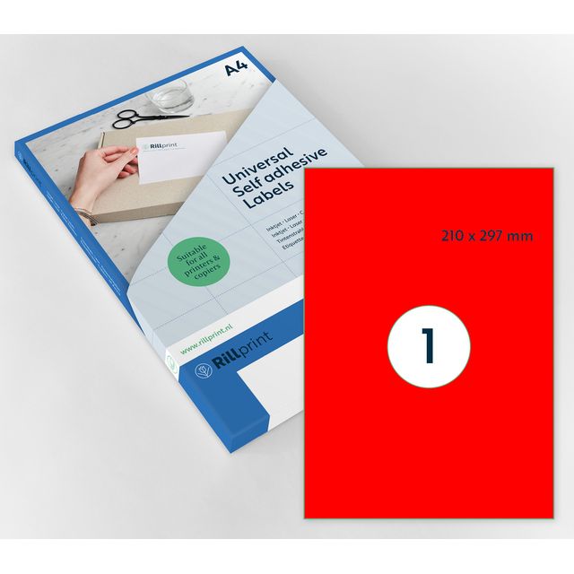 Rillprint – Etikett 210 x 297 mm, Fluorrot, 100 Etiketten