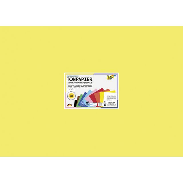 Folia Paper – Zeichenpapier Folia 50 x 70 cm, 130 Gramm, Packung mit 100 Blatt, 10 Farben