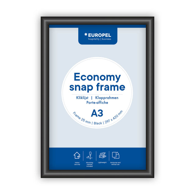 Europel - Klapprahmenhülle Economy A3 schwarz