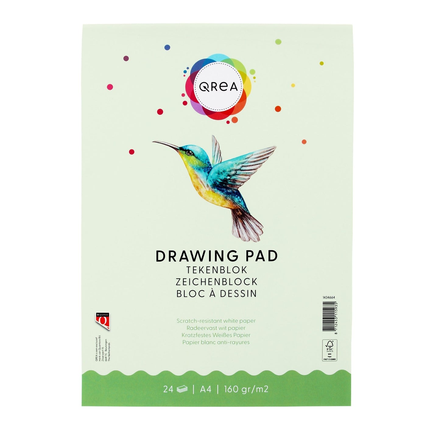 Qrea - Bloc à dessin a4 24 feuilles 160gr collées | 50 pièces