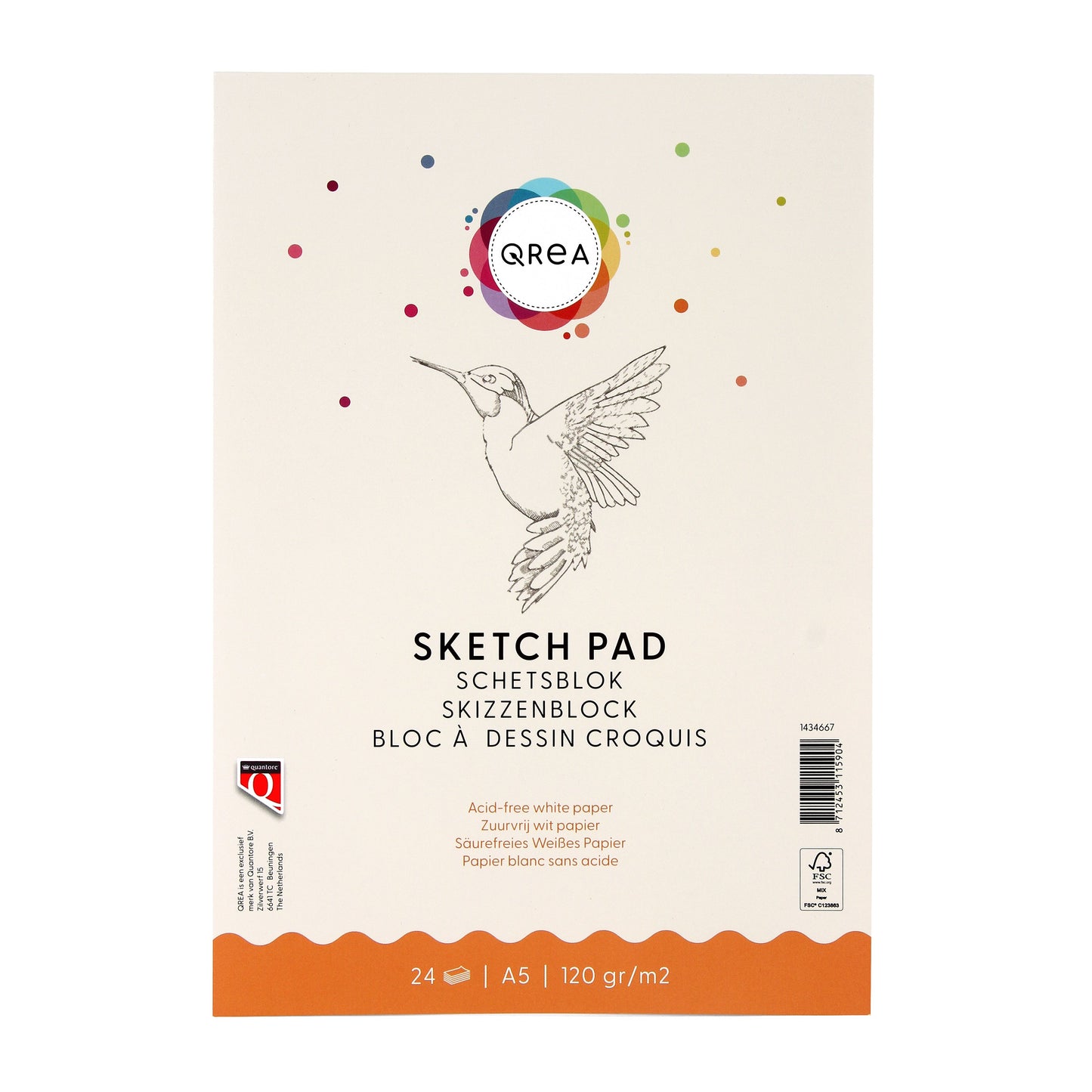 Qrea - Sketchpad A5 24 feuilles 120gr collées | 5 pièces