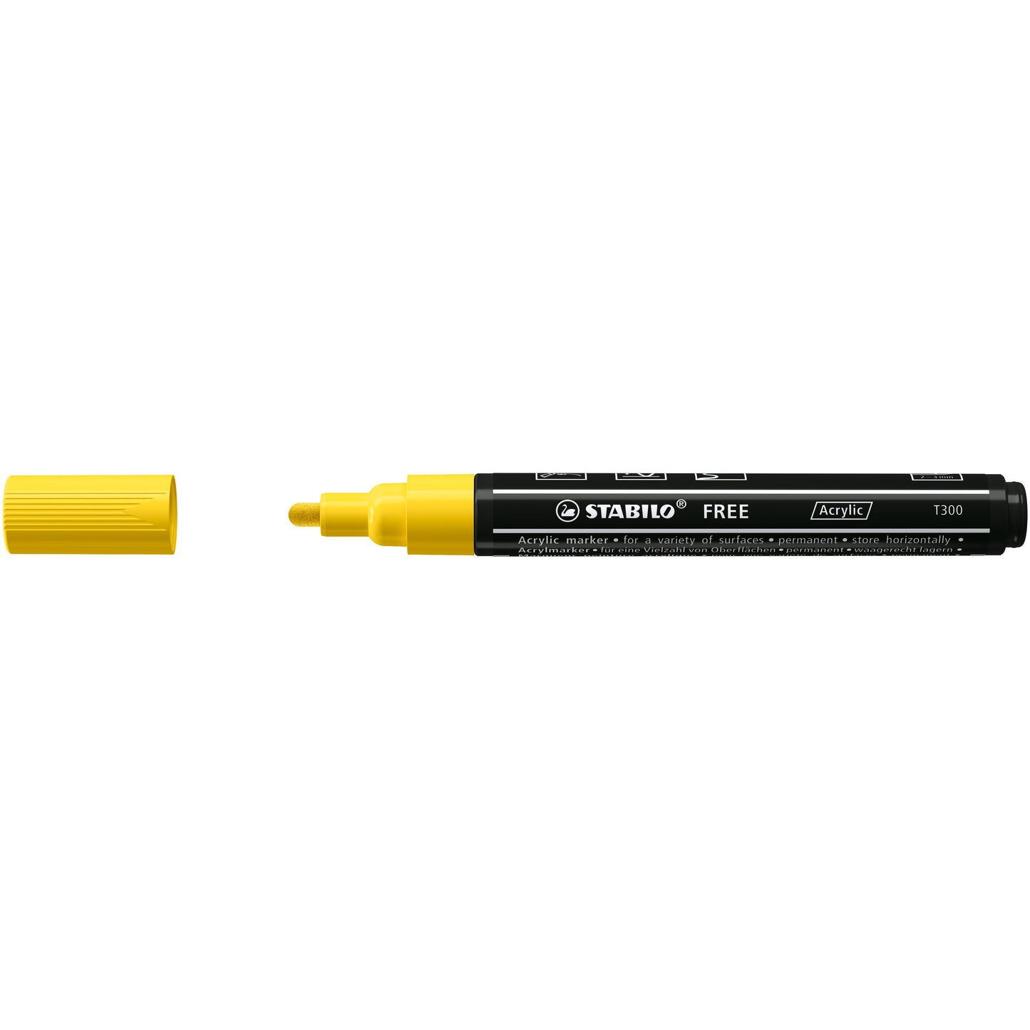 Stabilo - Marqueur acrylique Free Acrylique T300 jaune | 5 pièces