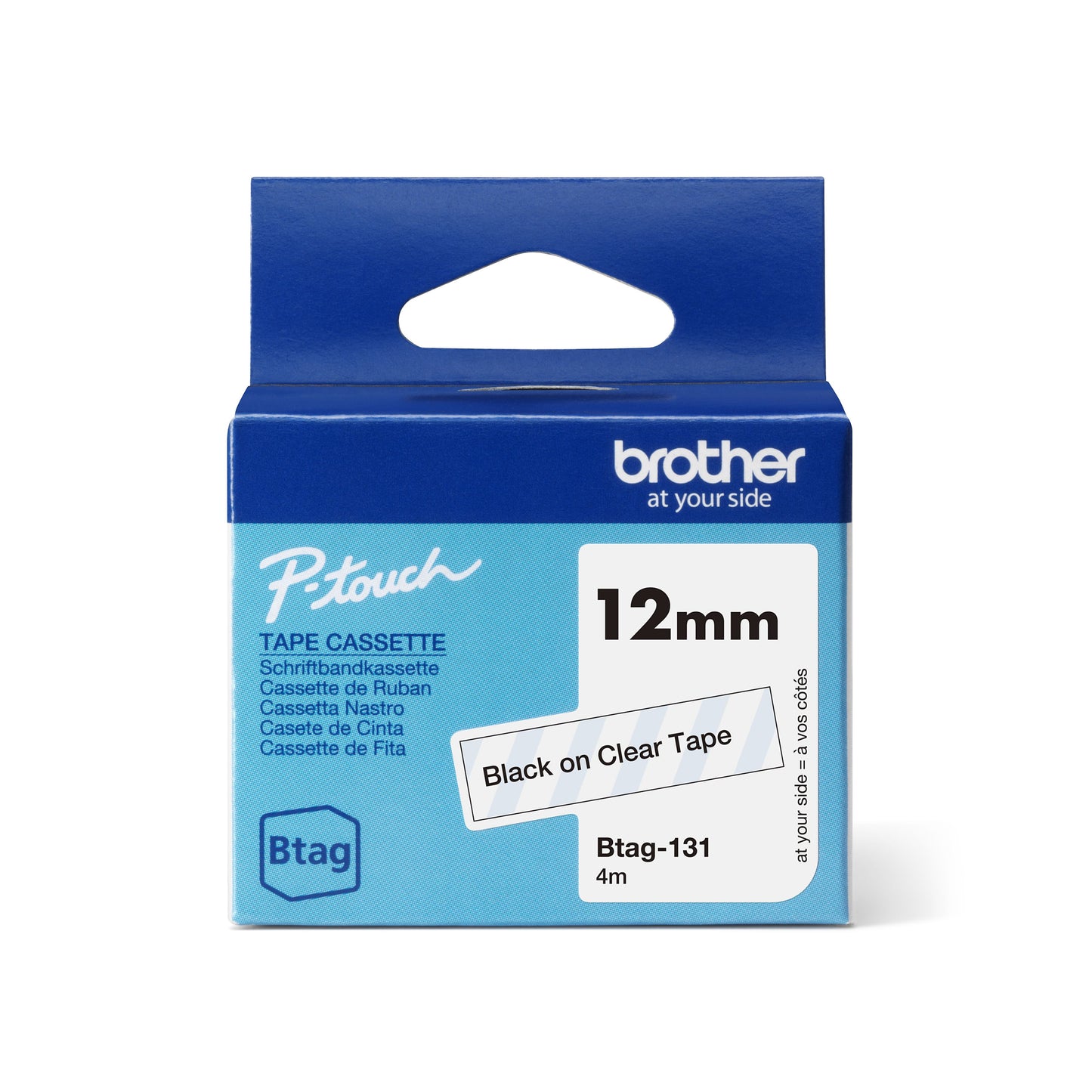 Brother - Labele P-touch Btag-131 standaard 12mm zwart op transparant | 24 stuks