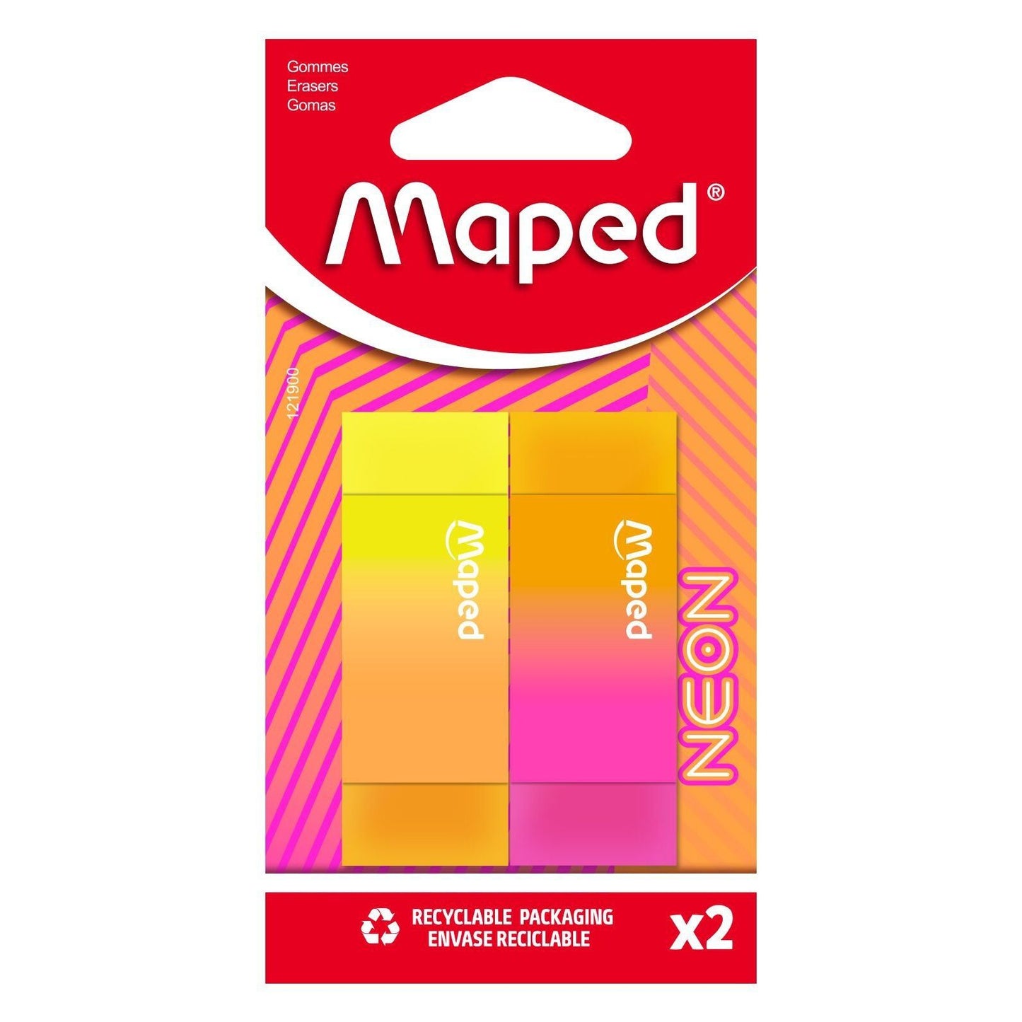 Maped - Gomme néon set 2 pièces assorties