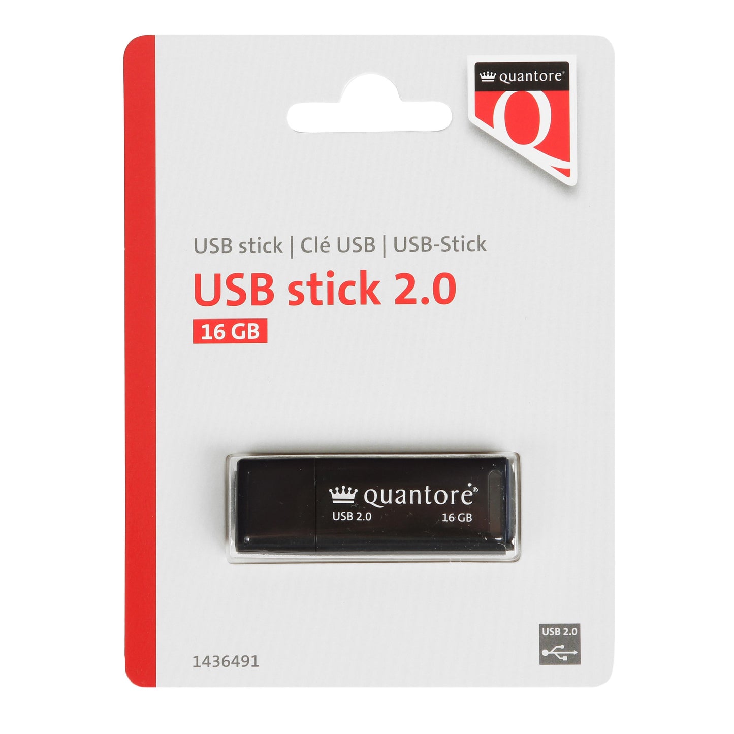 Quantore - USB-stick 16GB 2.0 zwart
