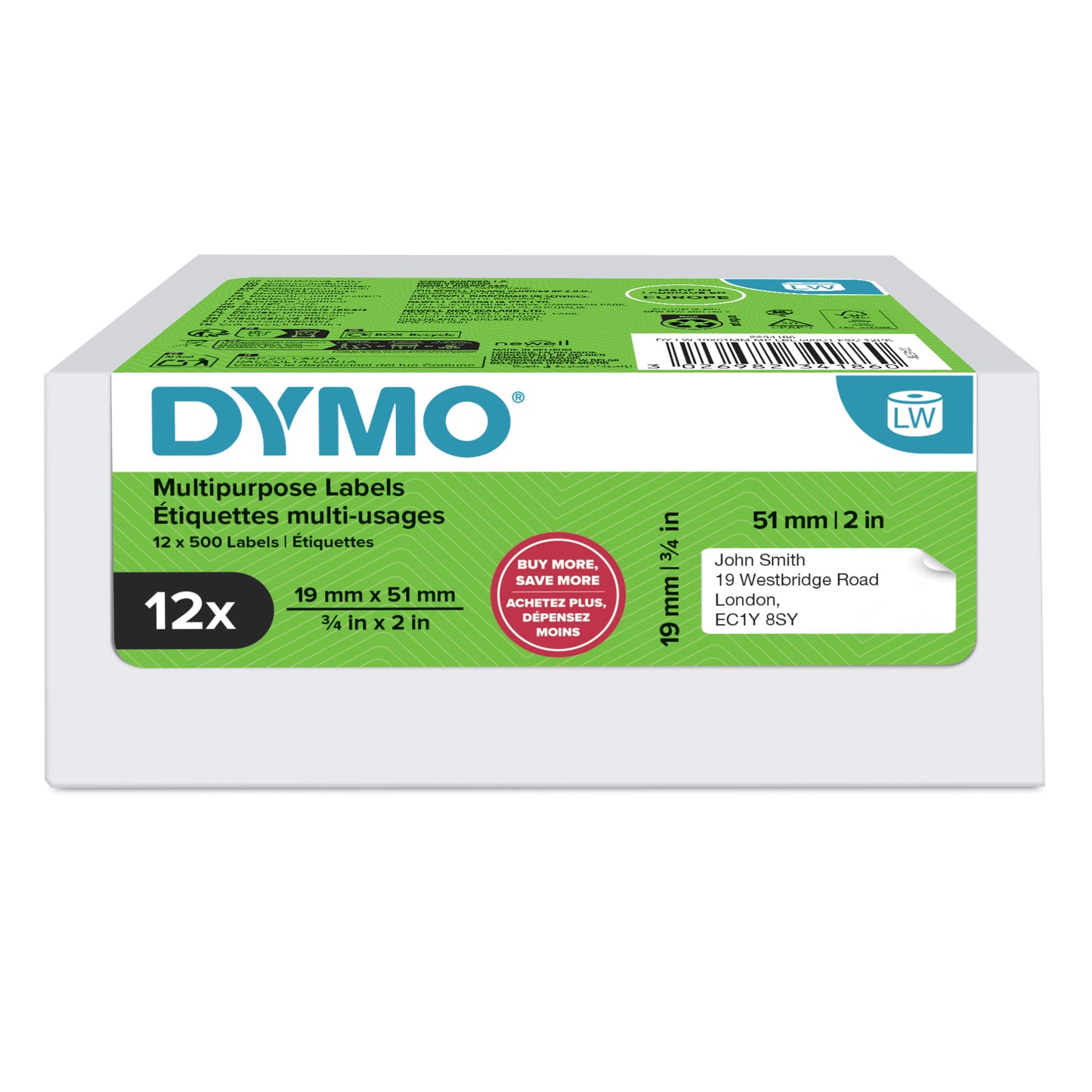 Dymo - Etiket labelwriter multifunctioneel 19x51 12s
