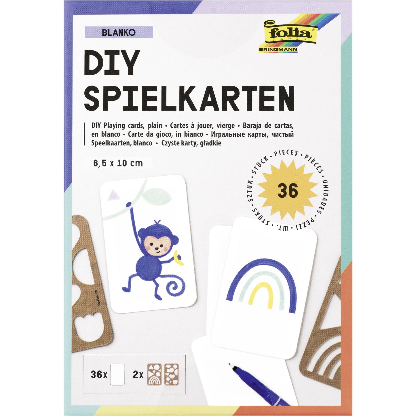 Folia Paper – Spielkarten Folia Blanko 6,5 x 10 cm, Packung mit 36 Stück