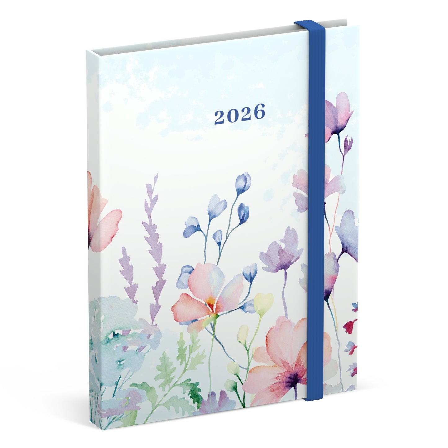 Lannoo - Agenda 2026 Blumen Aquarell 7d/2p blau